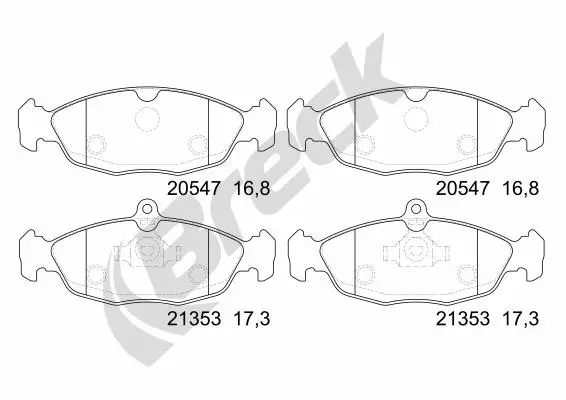 Bremsbelagsatz, Scheibenbremse BRECK 20547 00 702 00