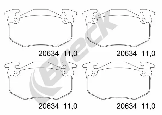 Bremsbelagsatz, Scheibenbremse BRECK 20634 00 702 00