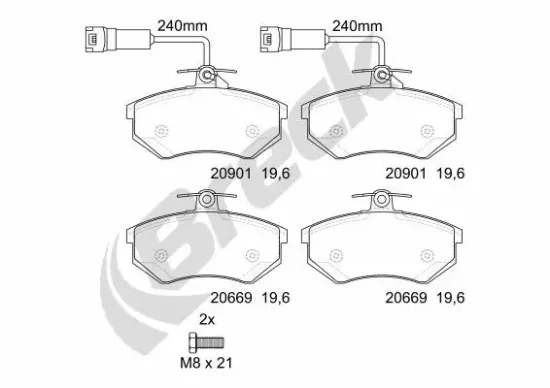 Bremsbelagsatz, Scheibenbremse Vorderachse BRECK 20669 10 701 10 Bild Bremsbelagsatz, Scheibenbremse Vorderachse BRECK 20669 10 701 10