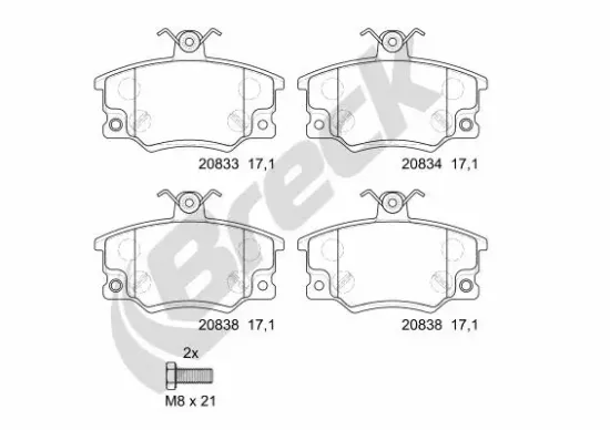 Bremsbelagsatz, Scheibenbremse BRECK 20833 00 701 10 Bild Bremsbelagsatz, Scheibenbremse BRECK 20833 00 701 10