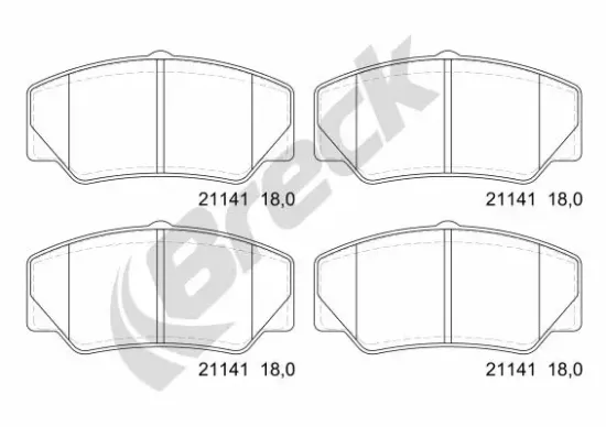 Bremsbelagsatz, Scheibenbremse Vorderachse BRECK 21141 00 701 00 Bild Bremsbelagsatz, Scheibenbremse Vorderachse BRECK 21141 00 701 00