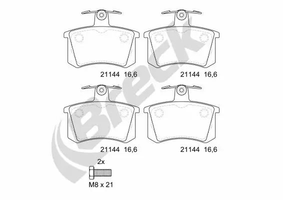 Bremsbelagsatz, Scheibenbremse Hinterachse BRECK 21144 00 704 00