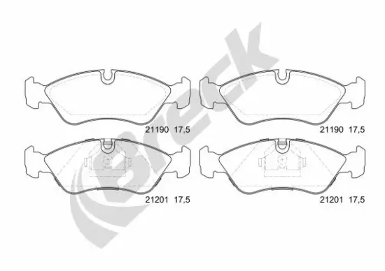 Bremsbelagsatz, Scheibenbremse Vorderachse BRECK 21190 00 701 00 Bild Bremsbelagsatz, Scheibenbremse Vorderachse BRECK 21190 00 701 00