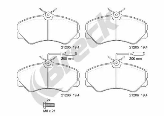 Bremsbelagsatz, Scheibenbremse BRECK 21205 00 703 10 Bild Bremsbelagsatz, Scheibenbremse BRECK 21205 00 703 10