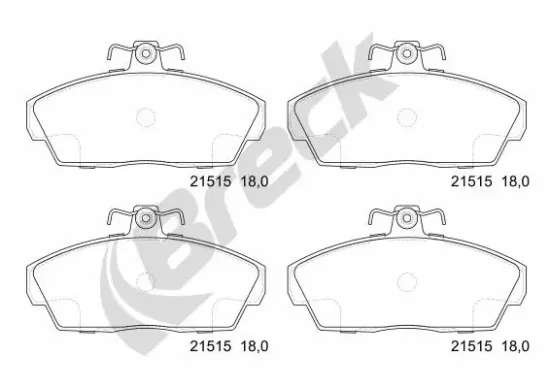 Bremsbelagsatz, Scheibenbremse Vorderachse BRECK 21515 00 702 10 Bild Bremsbelagsatz, Scheibenbremse Vorderachse BRECK 21515 00 702 10