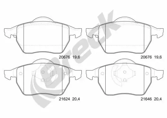 Bremsbelagsatz, Scheibenbremse Vorderachse BRECK 21624 00 701 00 Bild Bremsbelagsatz, Scheibenbremse Vorderachse BRECK 21624 00 701 00