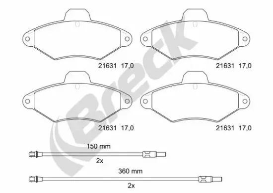 Bremsbelagsatz, Scheibenbremse Vorderachse BRECK 21631 00 701 10 Bild Bremsbelagsatz, Scheibenbremse Vorderachse BRECK 21631 00 701 10