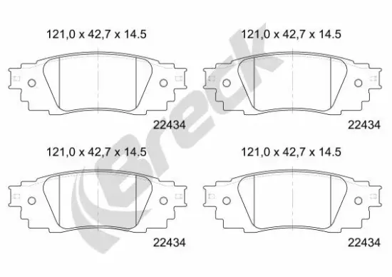 Bremsbelagsatz, Scheibenbremse Hinterachse BRECK 22434 00 704 00 Bild Bremsbelagsatz, Scheibenbremse Hinterachse BRECK 22434 00 704 00