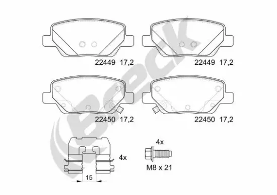Bremsbelagsatz, Scheibenbremse BRECK 22449 00 704 00 Bild Bremsbelagsatz, Scheibenbremse BRECK 22449 00 704 00
