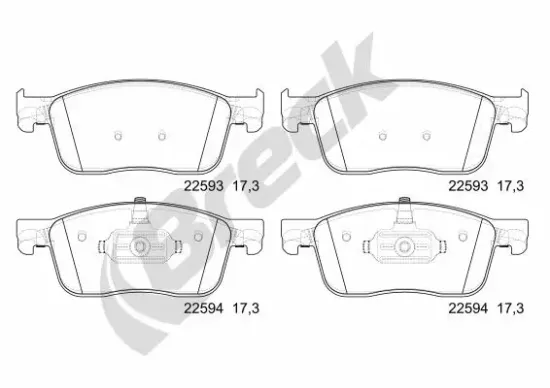 Bremsbelagsatz, Scheibenbremse BRECK 22593 00 703 00 Bild Bremsbelagsatz, Scheibenbremse BRECK 22593 00 703 00