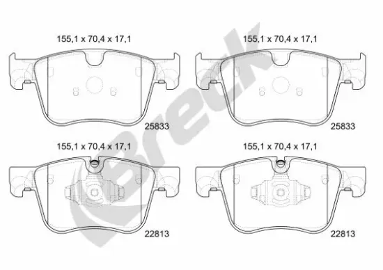 Bremsbelagsatz, Scheibenbremse Vorderachse BRECK 22813 00 701 00 Bild Bremsbelagsatz, Scheibenbremse Vorderachse BRECK 22813 00 701 00