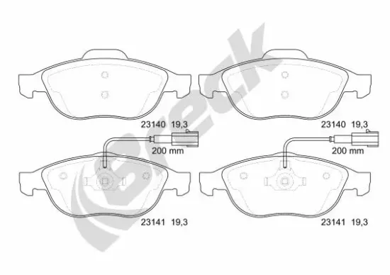 Bremsbelagsatz, Scheibenbremse Vorderachse BRECK 23140 00 701 10 Bild Bremsbelagsatz, Scheibenbremse Vorderachse BRECK 23140 00 701 10