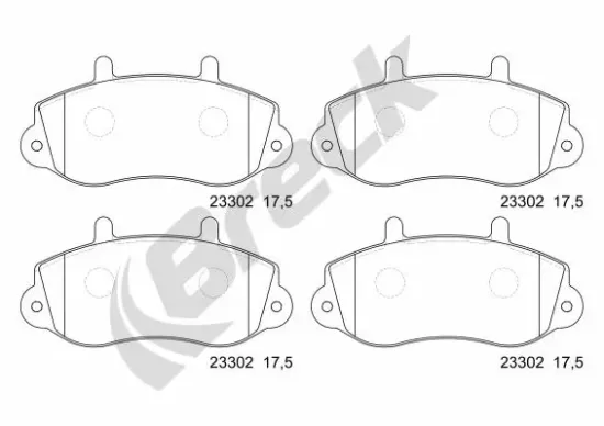 Bremsbelagsatz, Scheibenbremse Vorderachse BRECK 23302 00 703 00 Bild Bremsbelagsatz, Scheibenbremse Vorderachse BRECK 23302 00 703 00