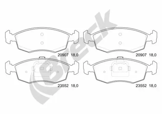 Bremsbelagsatz, Scheibenbremse Vorderachse BRECK 23552 00 702 00 Bild Bremsbelagsatz, Scheibenbremse Vorderachse BRECK 23552 00 702 00