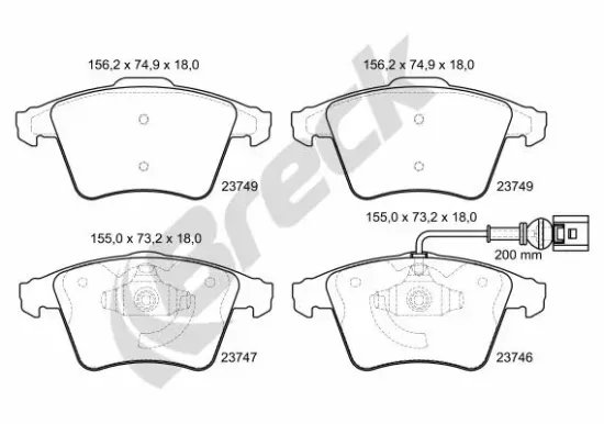 Bremsbelagsatz, Scheibenbremse BRECK 23746 00 703 10 Bild Bremsbelagsatz, Scheibenbremse BRECK 23746 00 703 10