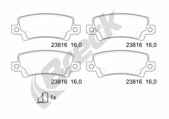 Bremsbelagsatz, Scheibenbremse Hinterachse BRECK 23816 00 704 10 Bild Bremsbelagsatz, Scheibenbremse Hinterachse BRECK 23816 00 704 10