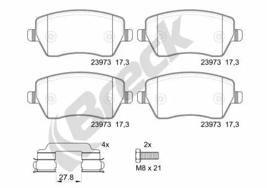 Bremsbelagsatz, Scheibenbremse BRECK 23973 00 702 00 Bild Bremsbelagsatz, Scheibenbremse BRECK 23973 00 702 00