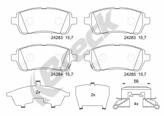 Bremsbelagsatz, Scheibenbremse BRECK 24283 00 702 10 Bild Bremsbelagsatz, Scheibenbremse BRECK 24283 00 702 10