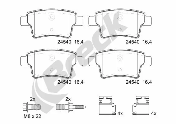 Bremsbelagsatz, Scheibenbremse BRECK 24540 00 704 00 Bild Bremsbelagsatz, Scheibenbremse BRECK 24540 00 704 00