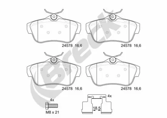 Bremsbelagsatz, Scheibenbremse BRECK 24578 00 702 00 Bild Bremsbelagsatz, Scheibenbremse BRECK 24578 00 702 00