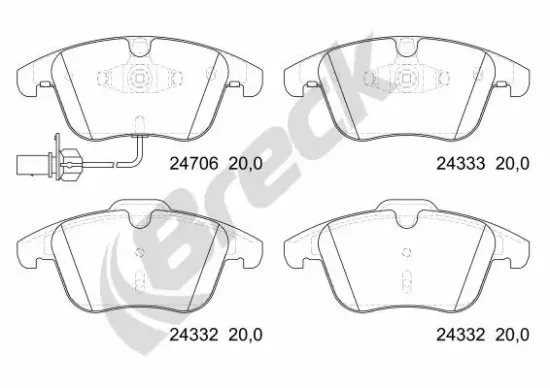 Bremsbelagsatz, Scheibenbremse BRECK 24706 00 551 10 Bild Bremsbelagsatz, Scheibenbremse BRECK 24706 00 551 10