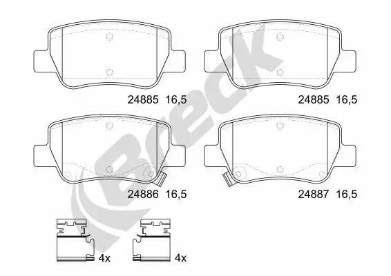 Bremsbelagsatz, Scheibenbremse BRECK 24885 00 704 10