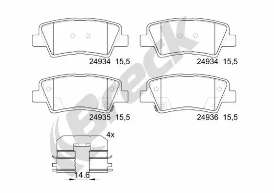 Bremsbelagsatz, Scheibenbremse BRECK 24934 00 702 00 Bild Bremsbelagsatz, Scheibenbremse BRECK 24934 00 702 00