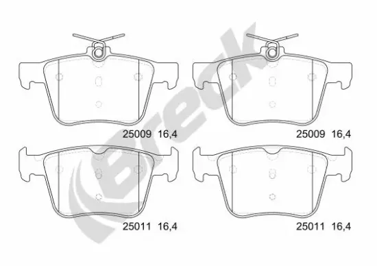 Bremsbelagsatz, Scheibenbremse BRECK 25009 00 704 00 Bild Bremsbelagsatz, Scheibenbremse BRECK 25009 00 704 00