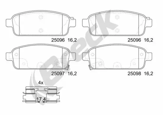 Bremsbelagsatz, Scheibenbremse BRECK 25096 00 704 20 Bild Bremsbelagsatz, Scheibenbremse BRECK 25096 00 704 20