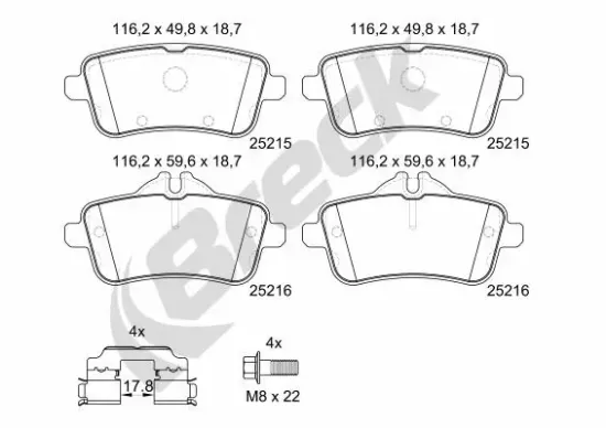 Bremsbelagsatz, Scheibenbremse BRECK 25215 00 554 10 Bild Bremsbelagsatz, Scheibenbremse BRECK 25215 00 554 10