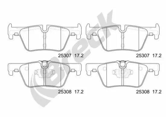 Bremsbelagsatz, Scheibenbremse Hinterachse BRECK 25307 00 704 00 Bild Bremsbelagsatz, Scheibenbremse Hinterachse BRECK 25307 00 704 00