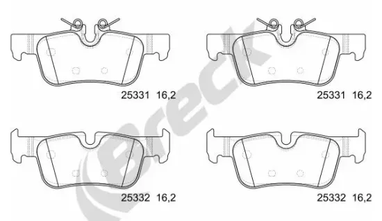 Bremsbelagsatz, Scheibenbremse Hinterachse BRECK 25331 00 651 00 Bild Bremsbelagsatz, Scheibenbremse Hinterachse BRECK 25331 00 651 00