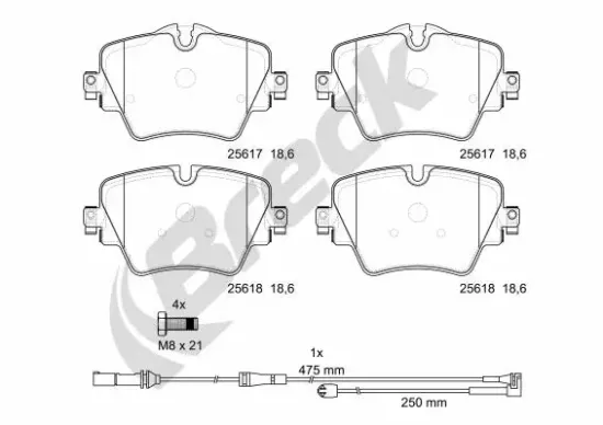 Bremsbelagsatz, Scheibenbremse BRECK 25617 00 701 00 Bild Bremsbelagsatz, Scheibenbremse BRECK 25617 00 701 00