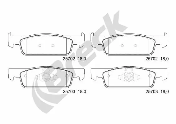 Bremsbelagsatz, Scheibenbremse BRECK 25702 00 702 00