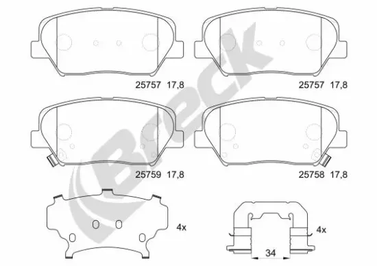 Bremsbelagsatz, Scheibenbremse BRECK 25757 00 701 00 Bild Bremsbelagsatz, Scheibenbremse BRECK 25757 00 701 00