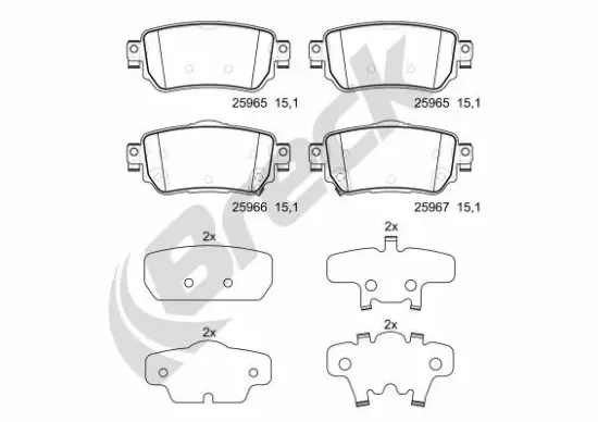 Bremsbelagsatz, Scheibenbremse Hinterachse BRECK 25965 00 702 00 Bild Bremsbelagsatz, Scheibenbremse Hinterachse BRECK 25965 00 702 00