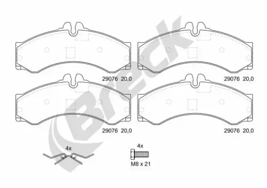 Bremsbelagsatz, Scheibenbremse BRECK 29076 00 703 10 Bild Bremsbelagsatz, Scheibenbremse BRECK 29076 00 703 10