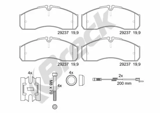 Bremsbelagsatz, Scheibenbremse Vorderachse BRECK 29237 00 703 10 Bild Bremsbelagsatz, Scheibenbremse Vorderachse BRECK 29237 00 703 10