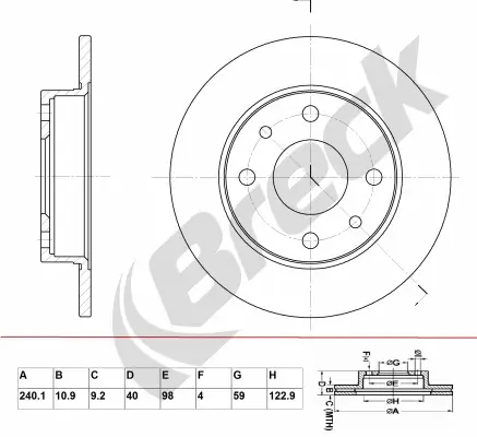 Bremsscheibe BRECK BR 002 SA100 Bild Bremsscheibe BRECK BR 002 SA100