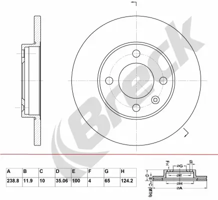 Bremsscheibe Vorderachse BRECK BR 011 SA100