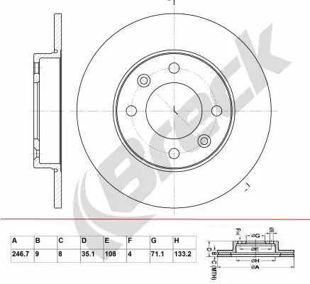 Bremsscheibe BRECK BR 035 SA100 Bild Bremsscheibe BRECK BR 035 SA100
