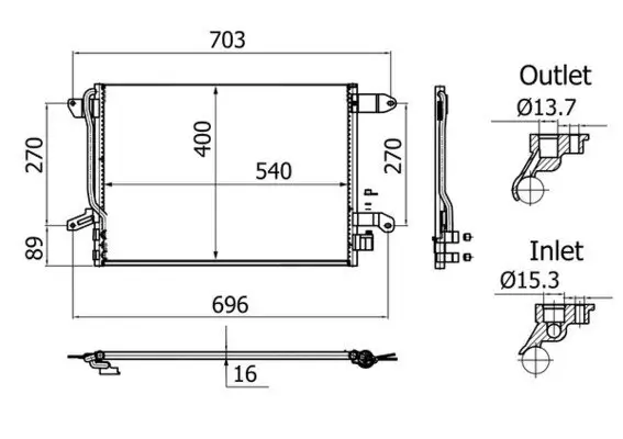 Kondensator, Klimaanlage MAHLE AC 864 001S