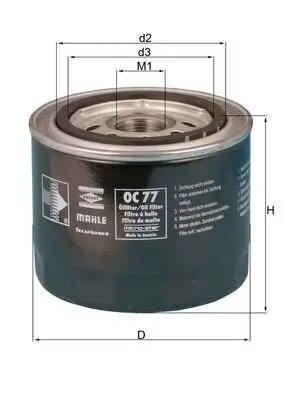 Ölfilter MAHLE OC 77 Bild Ölfilter MAHLE OC 77