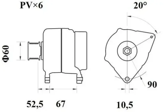 Generator 14 V MAHLE MG 1082 Bild Generator 14 V MAHLE MG 1082
