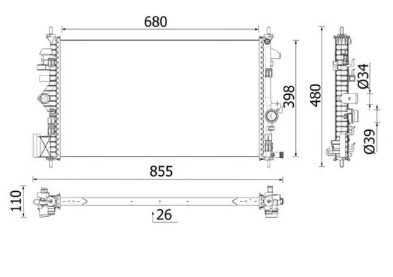 Kühler, Motorkühlung MAHLE CR 2265 000P