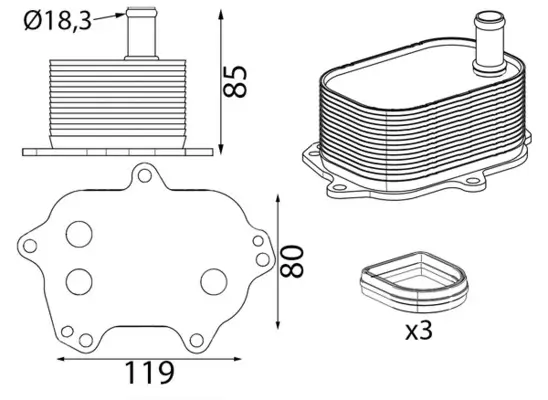 Ölkühler, Motoröl MAHLE CLC 438 000S