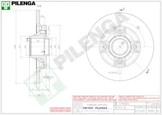 Bremsscheibe Hinterachse PILENGA 5682 Bild Bremsscheibe Hinterachse PILENGA 5682