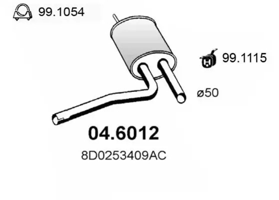 Mittelschalldämpfer ASSO 04.6012