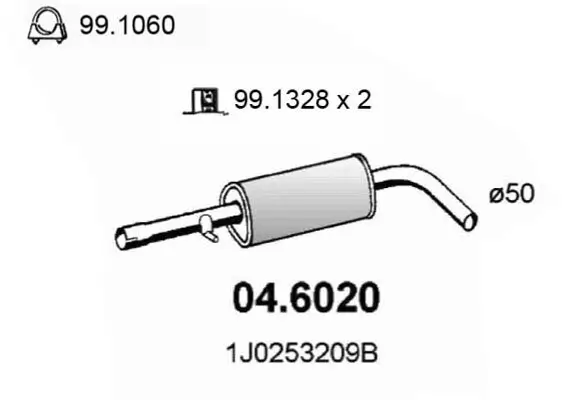 Mittelschalldämpfer ASSO 04.6020