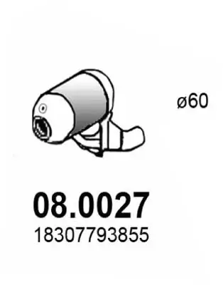 Katalysator vorne ASSO 08.0027 Bild Katalysator vorne ASSO 08.0027